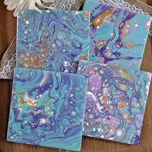 Coasters Acrylic Pour Set of 4